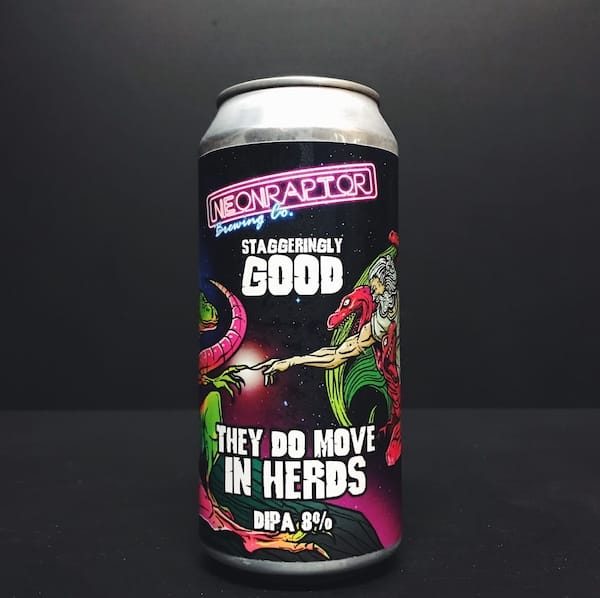 Neon Raptor They Do Move In Herds DIPA Double IPA India Pale Ale Staggeringly Good collaboration Nottingham vegan friendly