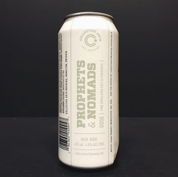 Collective Arts Prophets and Nomads Gose Canada vegan friendly
