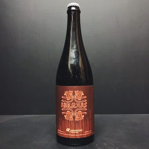 Perennial Artisan Ales Abraxas Imperial Stout brewed with ancho chili peppers, cacao nibs and cinnamon sticks. USA
