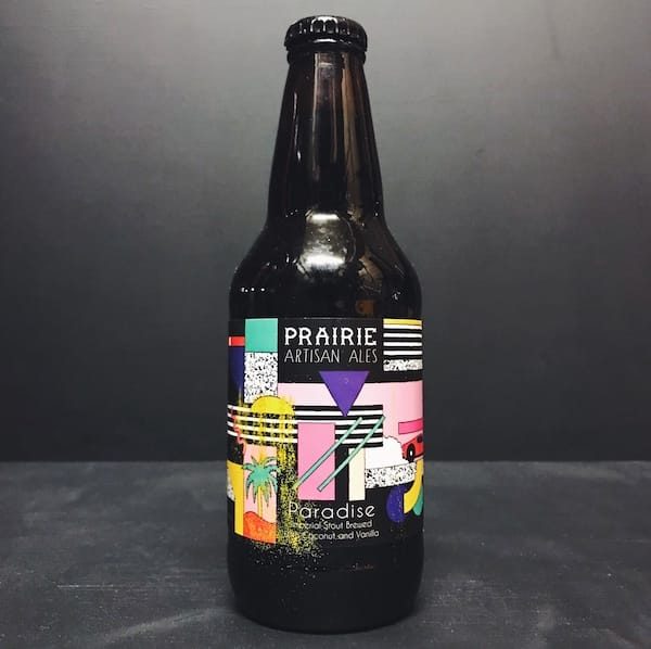 Prairie Paradise Imperial Stout brewed with Coconut and Vanilla. USA vegan