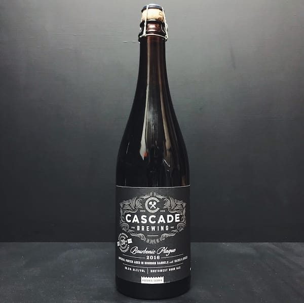 Cascade Bourbonic Plague 2016 Imperial Sour Porter aged in bourbon barrels with dates and spices USA vegan