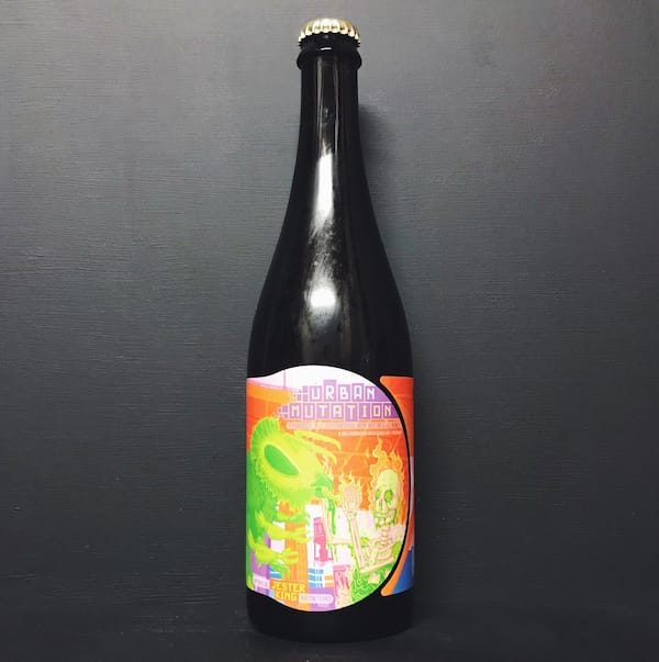 Jester King Urban Mutation Barrel Aged farmhouse beer refermented with hop infused honey. Collab with Other Half, NYC. USA