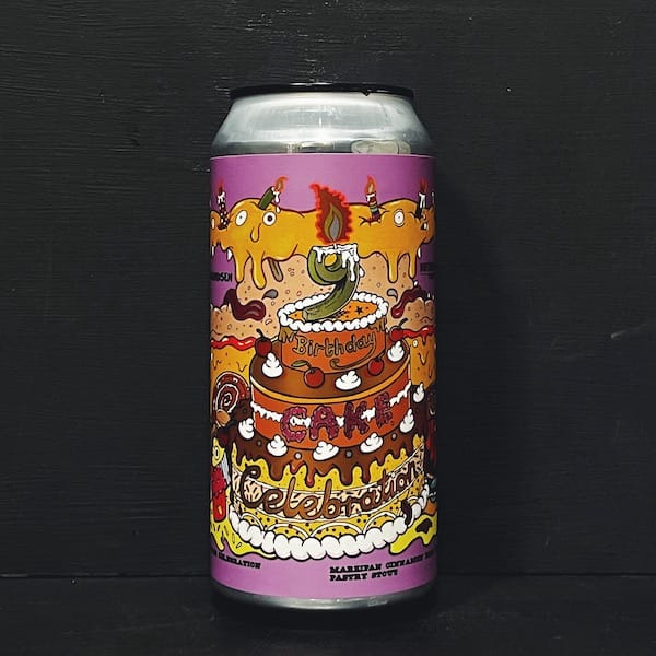 Amundsen X Northern Monk 9th Birthday Cake Marzipan Cinnamon Roll With Orange Glaze Pastry Stout. Vegan friendly.